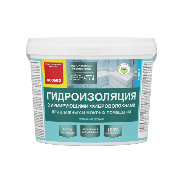 Гидроизоляция с армированными фиброволокнами NEOMID (12 кг)
