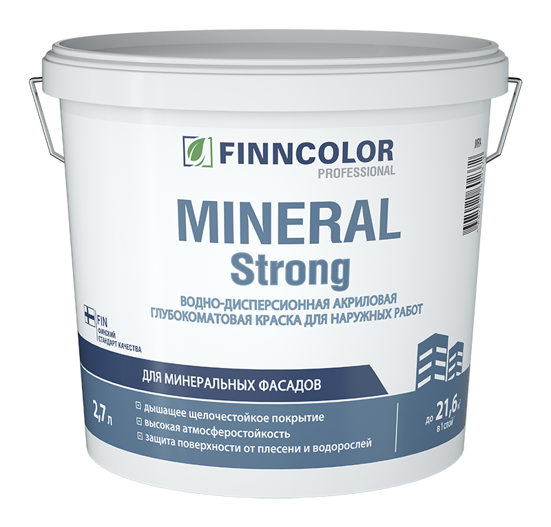 Фасадная воднодисперсионная краска Mineral strong, 2,7 л, Белый — Finncolor