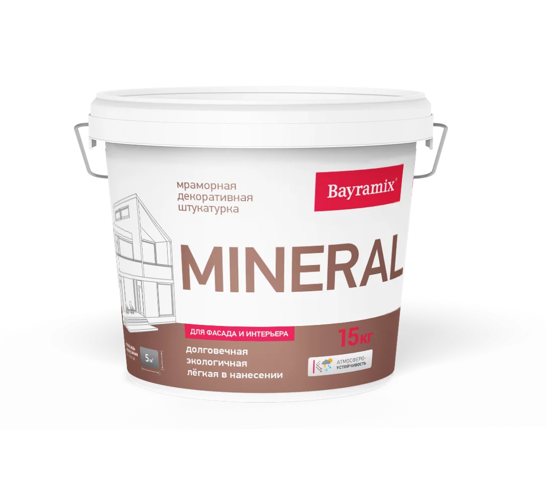 Байрамикс Мраморная штукатурка Mineral средний 15 кг 440, для наружных работ, защитно-декоративная, износостойкая