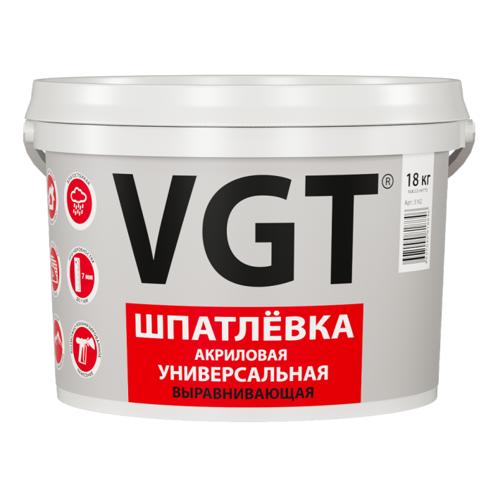 VGT Шпатлевка универсальная ВГТ, 1,7 кг, оттенок, для наружных работ