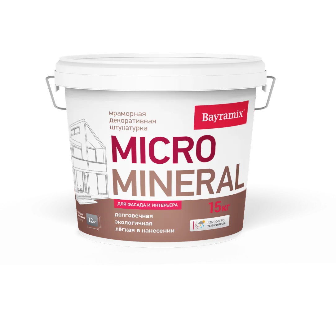 Мраморная штукатурка MICRO Mineral, 15 кг, 670 — Bayramix для строительства, для фасада