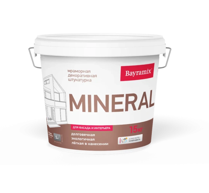 Байрамикс Мраморная штукатурка Mineral средний 15 кг 440, для наружных работ, защитно-декоративная, износостойкая