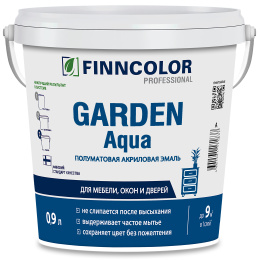 Эмаль универсальная акриловая GARDEN AQUA (п/мат), 0,9л, Белый — Finncolor для дома и ремонта, для фасада