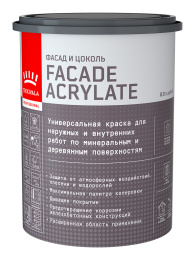 Фасадная краска Facade Acrylate (гл/мат) Tikkivala 2,7 л, Белый, профессиональное покрытие по штукатурке