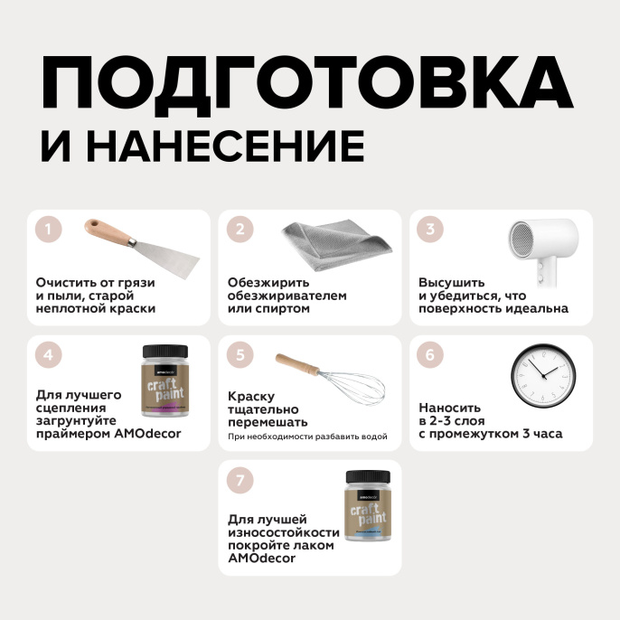 AMO Меловая краска для мебели АМОdecor, Туманный розовый, 0,25 кг — краска защитно-декоративная, колеруемая для дерева